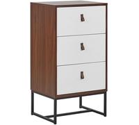 Beliani Cómoda de 3 cajones marrón oscuro blanco