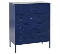 Beliani Cómoda de Metal Azul Marino 80 x 40 cm 4 cajones almacenaje Industrial Enago