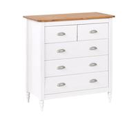 Beliani Cómoda escandinava 5 cajones con Tapa de Madera Blanca Shillington