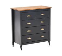 Beliani Cómoda escandinava 5 cajones con Tapa de Madera Negra Shillington