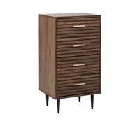 Beliani Cómoda Moderna 4 cajones almacenaje Estructura de MDF Patas de Hierro Madera Oscura Keith