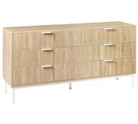 Beliani Cómoda Moderna de MDF 6 cajones Patas de Metal Tiradores frentes Acanalados marrón Claro Royalla