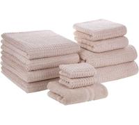 Beliani Conjunto de 11 toallas algodón rosa