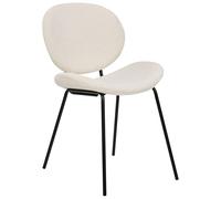 Beliani Conjunto de 2 sillas bouclé Hierro Patas Negras Tapas sin reposabrazos diseño Retro Asientos Comedor Blanco Luana