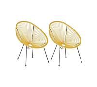 Beliani Conjunto de 2 sillas de balcón de ratán sintético Amarillo Resistente a la Intemperie Sala de Estar jardín bistró Moderno Acapulco II