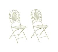 Beliani Conjunto de 2 sillas de balcón Hierro Verde Claro Metal Envejecido Plegable Exterior Resistente a los Rayos UV Estilo Retro francés Bivio