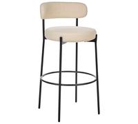Beliani Conjunto de 2 sillas de Bar bouclé Patas de Acero Negro con Tapas sin reposabrazos Comedor Beige Claro Allison
