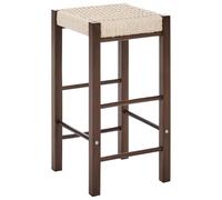 Beliani Conjunto de 2 sillas de Bar con Asiento Trenzado de Madera de Caucho Estilo Boho Cocina marrón Oscuro Embrun