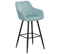 Beliani Conjunto de 2 sillas de Bar de Estilo Moderno en Color Azul Claro Fabricadas en Terciopelo con Patas de Metal Casmalia