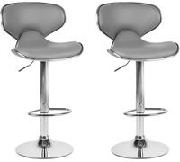 Beliani Conjunto de 2 sillas de bar Piel sintética giratoria Gris