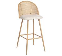 Beliani Conjunto de 2 sillas de Bar Retro Asiento de Tela Beige Estructura metálica Efecto Madera Clara Respaldo de Trenza vienesa Cornell