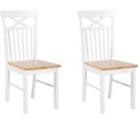 Beliani Conjunto de 2 sillas de comedor madera blanco