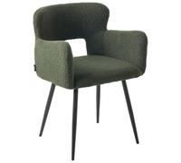 Beliani Conjunto de 2 sillas de Comedor Modernas Asiento tapizado en Tela bou on reposabrazos Acolchado Verde Oscuro Sanilac