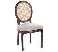 Beliani Conjunto de 2 sillas de Comedor tapizadas Respaldo Ovalado con Trenza vienesa Estilo rústico francés Luis XVI marrón Oscuro/Beige Nivloc