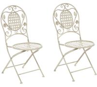 Beliani Conjunto de 2 sillas de balcón Hierro Blanco Crema Metal Envejecido Plegable Exterior Resistente a los Rayos UV Estilo Retro francés Bivio