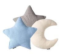 Beliani Conjunto de 3 Cojines Decorativos Infantiles de Pana con Motivos de Media Luna y Estrella 35 x 30 cm 35 x 35 cm Multicolor Luna