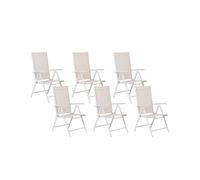 Beliani Conjunto de 6 sillas de jardín Estructura de Aluminio Plegables reclinables Beige Catania