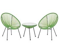 Beliani Conjunto de balcón 2 plazas de ratán sintético Verde Resistente a la Intemperie Sala de Estar jardín bistró Moderno Acapulco II