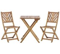 Conjunto de balcón 3 Piezas de Madera de Acacia Clara Maciza 2 sillas y Mesa diseño de Listones Terni