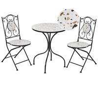 Beliani Conjunto de balcón bistró jardín Aire Libre Estilo Vintage Mesa y sillas con Efecto terrazo Estructura de Hierro Negro Artena