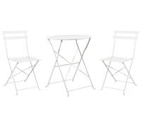 Beliani Conjunto de balcón de 3 Piezas para Exterior Mesa Redonda y sillas de Acero Blanco Crema Fiori