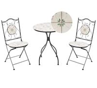 Beliani Conjunto de balcón de Estilo Hierro Forjado Plegable con Azulejos de Mosaico cerámico Negro Carona