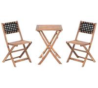 Beliani Conjunto de balcón de Madera de Acacia mobiliario de jardín Plegable marrón y Negro Coniolo