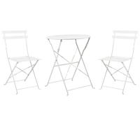 Beliani Conjunto de balcón de Metal Blanco Mesa Redonda sillas de Acero Exterior Fiori
