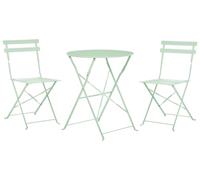 Beliani Conjunto de balcón de Metal Verde Menta Mesa Redonda sillas de Acero Exterior Fiori
