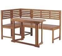 Beliani Conjunto de balcón esquinero de Madera de Acacia Clara Mesa Plegable 160 x 100 cm Resistente Patio Treia