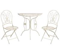 Beliani Conjunto de balcón jardín Exterior Metal Estilo Vintage Estructura de Hierro Beige Claro Coggia