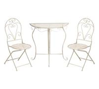 Beliani Conjunto de balcón jardín Exterior Metal Estilo Vintage Estructura de Hierro Beige Claro Folelli