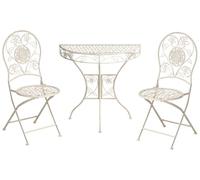 Beliani Conjunto de balcón jardín Exterior Metal Estilo Vintage Motivo Floral Estructura de Hierro Beige Claro Yaviza