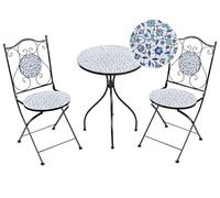 Beliani Conjunto de balcón jardín Exterior Metal Estilo Vintage Motivo Floral Estructura de Hierro Negro Chapeco