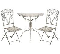 Beliani Conjunto de balcón jardín Exterior Metal Estilo Vintage Motivo Floral Estructura de Metal Gris Nurra