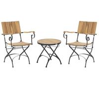 Beliani Conjunto de balcón jardín terraza Exterior Estilo bistró de Madera de Acacia con Estructura Plegable de Acero marrón Claro Lascari