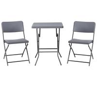 Beliani Conjunto de balcón Mesa y 2 sillas Asiento y Respaldo de Material sintético Patas de Acero Plegable Resistente a la Intemperie Gris Trappeto