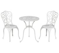 Beliani Conjunto de balcón Mesa y sillas de Metal para jardín Blanco Crema Triora/Dascio