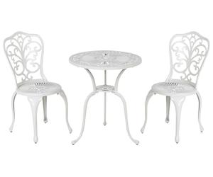 Beliani Conjunto de balcón Mesa y sillas de Metal para jardín Blanco Crema Triora/Dascio