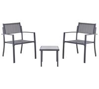 Beliani Conjunto de balcón Moderno Industrial de Metal para 2 Personas con Mesa de Centro Gris Oscuro Tavoleto