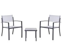 Beliani Conjunto de balcón Moderno Industrial de Metal para 2 Personas con Mesa de Centro Gris Tavoleto