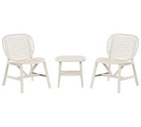 Beliani Conjunto de balcón para jardín al Aire Libre con Mesa y sillas Bajas de Material sintético Blanco Crema Sicelle