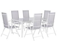 Beliani Conjunto de Comedor de jardín de 7 Piezas con Mesa de Comedor de Aluminio Gris y 6 sillas Plegables Catania