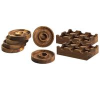 Beliani Conjunto de hueveras para 8 Huevos de Madera de Acacia Servir Guardar Huevos marrón Fournil