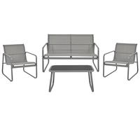 Conjunto de jardín 4 plazas con mesa industrial de metal gris Barrea