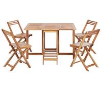 Beliani Conjunto de jardín 5 Piezas Mesa de Exterior 4 sillas Plegable de Madera de Acacia Frassine