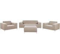 Beliani Conjunto de jardín 5 plazas de poliéster beige arena/blanco