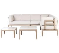 Beliani Conjunto de jardín 6 plazas sofá en Forma de L 2 mesas de Centro Beige Claro Rima III
