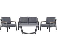 Beliani Conjunto de jardín con mesa 4 plazas metal gris