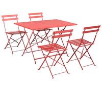 Beliani Conjunto de jardín de Acero para Exterior Mesa Plegable y 4 sillas Rojo Fiori